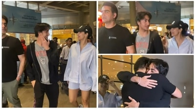Arbaaz Khan and Malaika Arora with Arhaan Khan at Mumbai airport. (Viral Bhayani) Arbaaz Khan and Malaika Arora with Arhaan Khan at Mumbai airport. (Viral Bhayani)