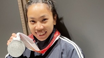 Mirabai Chanu poses with the silver medal she won at World Weightlifting Championship. (Twitter/mirabai_chanu) Mirabai Chanu poses with the silver medal she won at World Weightlifting Championship. (Twitter/mirabai_chanu)