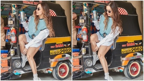 Malaika Arora poses inside an auto for a photoshoot. (Instagram) Malaika Arora poses inside an auto for a photoshoot. (Instagram)