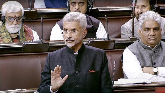 External affairs minister S Jaishankar in the Parliament on Wednesday. (ANI Photo) External affairs minister S Jaishankar in the Parliament on Wednesday. (ANI Photo)