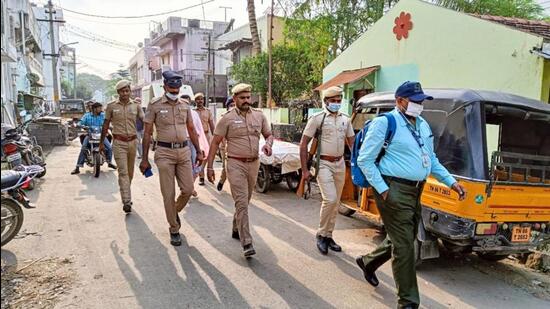 Police personnel and National Investigation Agency officials conduct raids on November 10 this year in connection with the Coimbatore car blast case. (PTI Photo)