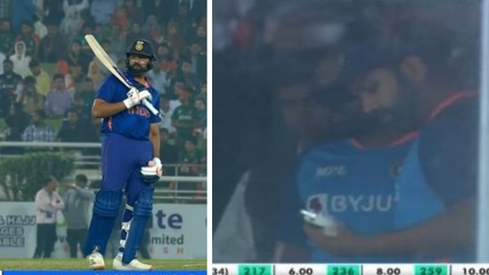 Rohit Sharma was rushed to a hospital for scans after the veteran opener sustained an injury on his left thumb(Screengrab/ Sony)