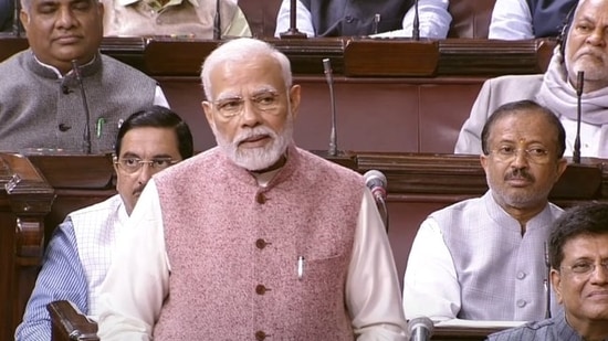 PM Modi addresses Rajya Sabha. ( ANI) 