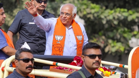 Ahmedabad: Gujarat Chief Minister Bhupendra Patel during a roadshow for Gujarat Assembly elections, in Ahmedabad, (File) (PTI)