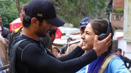 Sara Ali Khan and Sushant Singh Rajput on the sets of Kedarnath. 