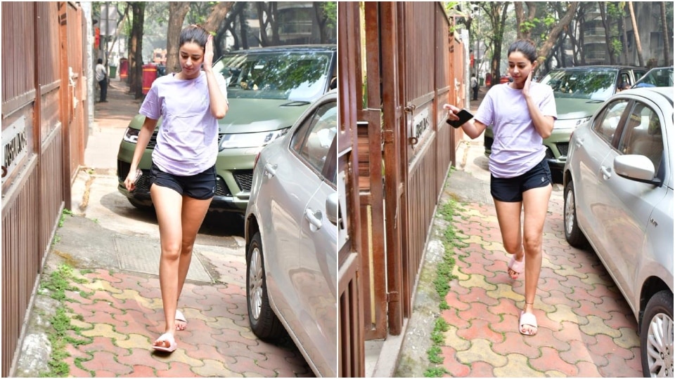 Ananya was photographed in front of her yoga studio in Khar.(HT Photos/Varinder Chawla)