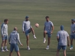 England's players play with football during practice session