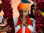 Gujarat chief minister Bhupendra Patel gestures during a felicitation ceremony in Ahmedabad on Thursday. 