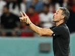 Spain coach Luis Enrique reacts 