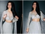 Jacqueline Fernandez's pearl-grey lehenga and stylish blouse is for the modern bride. (Instagram) Jacqueline Fernandez's pearl-grey lehenga and stylish blouse is for the modern bride. (Instagram)