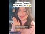 Woman who disguised herself as Neha Kakkar and sang her songs with a twist to place an order for a pizza with extra cheese. (Instagram/@thepranjli) Woman who disguised herself as Neha Kakkar and sang her songs with a twist to place an order for a pizza with extra cheese. (Instagram/@thepranjli)