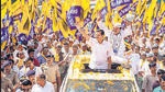 AAP convener Arvind Kejriwal during a roadshow in Gujarat’s Rajkot. (PTI) AAP convener Arvind Kejriwal during a roadshow in Gujarat’s Rajkot. (PTI)