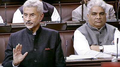 External affairs minister S Jaishankar in the Rajya Sabha during the ongoing winter session of the Parliament. (ANI Photo) External affairs minister S Jaishankar in the Rajya Sabha during the ongoing winter session of the Parliament. (ANI Photo)