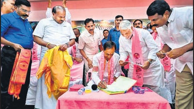 In a communication to party president and chief minister K Chandrasekhar Rao, ECI senior principal secretary K N Bhar said the commission accepted the request of the party to change the name of TRS as BRS. (PTI) In a communication to party president and chief minister K Chandrasekhar Rao, ECI senior principal secretary K N Bhar said the commission accepted the request of the party to change the name of TRS as BRS. (PTI)