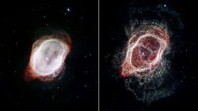The Southern Ring Nebula, which is in the Milky Way around 2,000 light years from Earth, had previously been thought to contain two stars. (@NASAWebb) The Southern Ring Nebula, which is in the Milky Way around 2,000 light years from Earth, had previously been thought to contain two stars. (@NASAWebb)