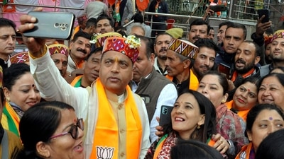 (File) Himachal Pradesh chief minister Jai Ram Thakur during an election rally in favour of BJP candidate Narotam Thakur ahead of Himachal Pradesh Assembly elections on Wednesday. (ANI) (HT_PRINT) (File) Himachal Pradesh chief minister Jai Ram Thakur during an election rally in favour of BJP candidate Narotam Thakur ahead of Himachal Pradesh Assembly elections on Wednesday. (ANI) (HT_PRINT)