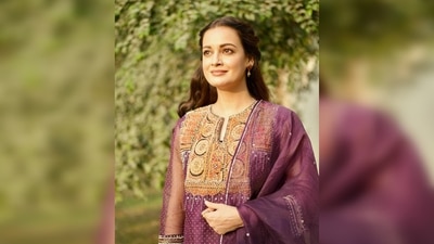 Dia Mirza's outfit is by Tilla by Aratrik Dev Varman from their ‘THE VINTAGE PROJECT’collection. (Instagram/@diamirzaofficial) Dia Mirza's outfit is by Tilla by Aratrik Dev Varman from their ‘THE VINTAGE PROJECT’collection. (Instagram/@diamirzaofficial)
