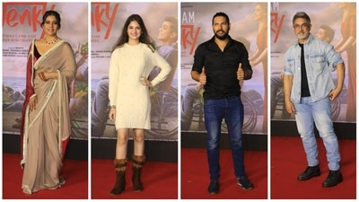 Kajol, Harshaali Malhotra, Yuvraj Singh and Aamir Khan at Salaam Venky screening in Mumbai. (Varinder Chawla) Kajol, Harshaali Malhotra, Yuvraj Singh and Aamir Khan at Salaam Venky screening in Mumbai. (Varinder Chawla)