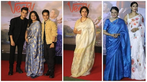 Vishal Jethwa with family, Revathi, Tanuja and Tanishaa Mukerji at Salaam Venky screening in Mumbai. (Varinder Chawla) Vishal Jethwa with family, Revathi, Tanuja and Tanishaa Mukerji at Salaam Venky screening in Mumbai. (Varinder Chawla)