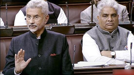 External affairs minister S Jaishankar in the Rajya Sabha during the ongoing winter session of the Parliament. (ANI Photo)