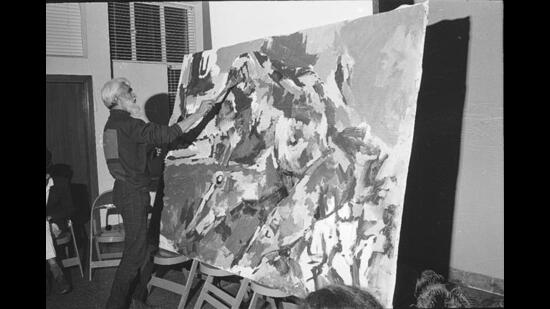 MF Husain in a picture dated 2 January 1969 (N Thyagarajan/Hindustan Times) MF Husain in a picture dated 2 January 1969 (N Thyagarajan/Hindustan Times)