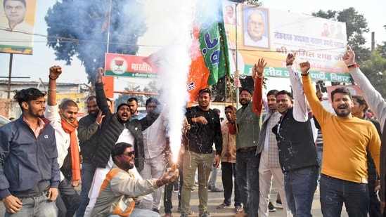 The Bharatiya Janata Party (BJP) has won 156 assembly constituencies in Gujarat. The party retained its 27-year control of Prime Minister Narendra Modi's home state with a commanding election victory.(ANI)