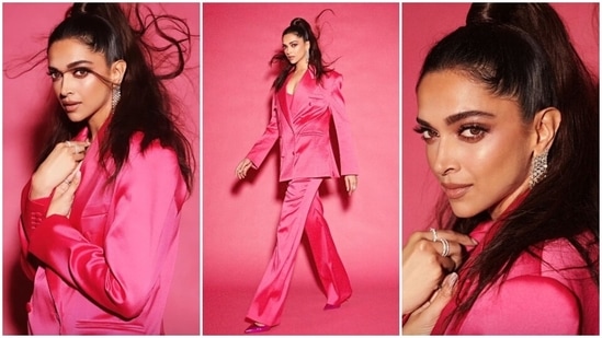 Deepika Padukone's hot pink pantsuit look went viral on social media and was undoubtedly one of the most stylish ensemble of 2022.(Instagram/@DeepikaPadukone)