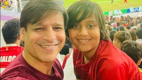 Vivek Oberoi attended Portugal vs South Korea match with his son Vivaan