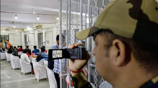 A counting centre for Gujarat assembly elections in Ahmedabad. (PTI)