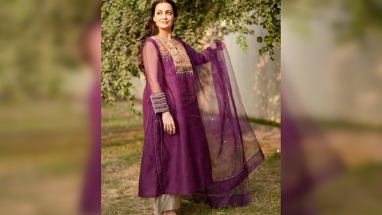 Celebrating and appreciating the work of the hardworking artisans, Dia Mirza further wrote, "Celebrating our rich legacy of stories, poetry, art and culture that is so nuanced and intricate just like the handwork on this outfit."(Instagram/@diamizraofficial)