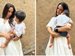 Neha Dhupia with her son Guriq Singh Dhupia Bedi. Neha Dhupia with her son Guriq Singh Dhupia Bedi.