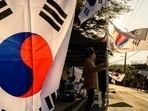 South Korea: The South Korean national flag is seen. South Korea: The South Korean national flag is seen.