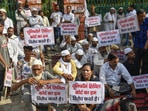 Members of the Muslim community stage a protest against the Uniform Civil Code set up by the Uttarakhand government, in Dehradun. Members of the Muslim community stage a protest against the Uniform Civil Code set up by the Uttarakhand government, in Dehradun.