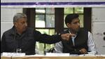Gurugram, India-December 09: Jai Parkash Dalal, Agriculture minister, and Nishant Kumar Yadav, Deputy Commissioner hearing a complaint during the grievance committee meeting in John Hall at Civil line, in Gurugram, India, on Friday, 09 December 2022. (Photo by Parveen Kumar/Hindustan Times)(Pic to go with Abhishek Bhel's Story) Gurugram, India-December 09: Jai Parkash Dalal, Agriculture minister, and Nishant Kumar Yadav, Deputy Commissioner hearing a complaint during the grievance committee meeting in John Hall at Civil line, in Gurugram, India, on Friday, 09 December 2022. (Photo by Parveen Kumar/Hindustan Times)(Pic to go with Abhishek Bhel's Story)