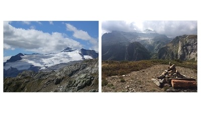 Above left and right, the view of the Basòdino glacier in Switzerland, in 2002 and 2021. A funeral for it was held in the latter year. It was declared dead after it was forced to retreat from over 1.5 of its 2 sq km area. Among those who attended the funeral were British author Nick Hunt, who wrote in a series of tweets: “After speeches from glaciologists and climate activists, around 200 people walked into the mountains. Each one carried a rock to build the cairn. The cairn was built, facing the glacier… I met an old woman who remembers the glacier in 1952, and a 17-year-old climate activist who knows the ice will all be gone before she’s 40… thanks to everyone who organised this strange, beautiful ceremony... and MIP (Melt in Peace) to Basòdino.” (Image Courtesy: Wikimedia Commons (L) and Nick Hunt) Above left and right, the view of the Basòdino glacier in Switzerland, in 2002 and 2021. A funeral for it was held in the latter year. It was declared dead after it was forced to retreat from over 1.5 of its 2 sq km area. Among those who attended the funeral were British author Nick Hunt, who wrote in a series of tweets: “After speeches from glaciologists and climate activists, around 200 people walked into the mountains. Each one carried a rock to build the cairn. The cairn was built, facing the glacier… I met an old woman who remembers the glacier in 1952, and a 17-year-old climate activist who knows the ice will all be gone before she’s 40… thanks to everyone who organised this strange, beautiful ceremony... and MIP (Melt in Peace) to Basòdino.” (Image Courtesy: Wikimedia Commons (L) and Nick Hunt)