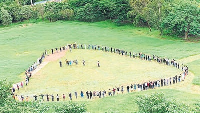A protest held at the disputed plot in July, 2022. (HT Photo.)