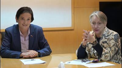 Deputy high commissioner to India at the British High Commission in New Delhi, Christina Scott (left), with British deputy high commissioner in Chandigarh Caroline Rowett during a special interaction at the Hindustan Times office in Mohali on Saturday. (Ravi Kumar/Hindustan Times)