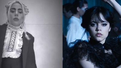 Lady Gaga dances to a viral trend made popular by Jenna Ortega in the series Wednesday. Lady Gaga dances to a viral trend made popular by Jenna Ortega in the series Wednesday.