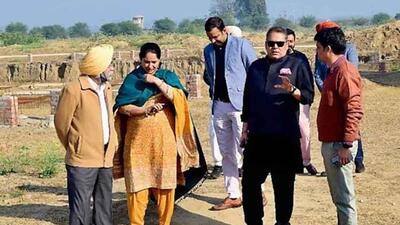 MP Sanjeev Arora at the construction site of civil air terminal at Halwara airport in Ludhiana. (HT PHOTO) MP Sanjeev Arora at the construction site of civil air terminal at Halwara airport in Ludhiana. (HT PHOTO)
