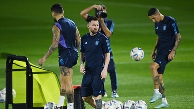 Argentina's Lionel Messi during training (REUTERS)