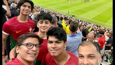Shaan with his sons in Qatar