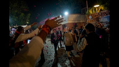 The Bharatiya Janata Party (BJP) has won the biggest ever victory in a Gujarat assembly elections (AP) The Bharatiya Janata Party (BJP) has won the biggest ever victory in a Gujarat assembly elections (AP)