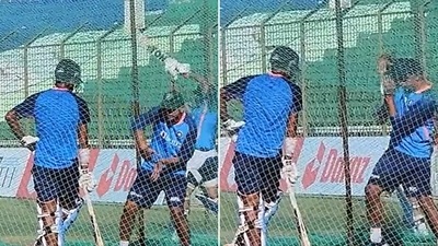 Rahul Dravid spent time in the nets with the India youngster (BCCI/Screengrab) Rahul Dravid spent time in the nets with the India youngster (BCCI/Screengrab)