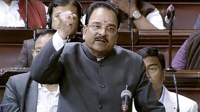 Minister of state for defence Ajay Bhatt in the Parliament. (ANI Photo)