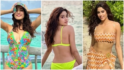 Janhvi Kapoor stuns in beach-ready swimsuits and backless dress at Maldives. (Instagram) Janhvi Kapoor stuns in beach-ready swimsuits and backless dress at Maldives. (Instagram)