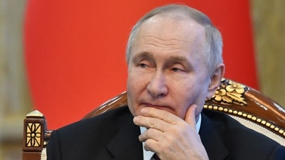 Russia's president Vladimir Putin attends the Supreme Eurasian Economic Council meeting at the Congress Hall in Bishkek on Friday. (AFP) Russia's president Vladimir Putin attends the Supreme Eurasian Economic Council meeting at the Congress Hall in Bishkek on Friday. (AFP)