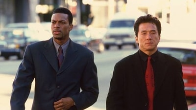 Chris Tucker and Jackie Chan in a still from Rush Hour (1998). Chris Tucker and Jackie Chan in a still from Rush Hour (1998).