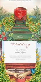 Guneet Monga and Sunny Kapoor's wedding card. Guneet Monga and Sunny Kapoor's wedding card.