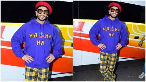 Ranveer looked super cool in sweatshirt and pajamas. (HT Photos/Varinder Chawla)