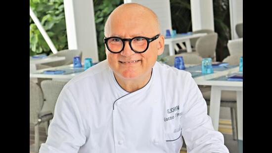 Gaetano Trovato, who runs a two Michelin-star restaurant in Tuscany, trains the LG staff